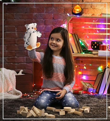 Miniatura 4 de DolliBu Marioneta de mano de peluche de búho blanco para niños, juguete de marioneta de peluche suave, juegos de espectáculos de marionetas para