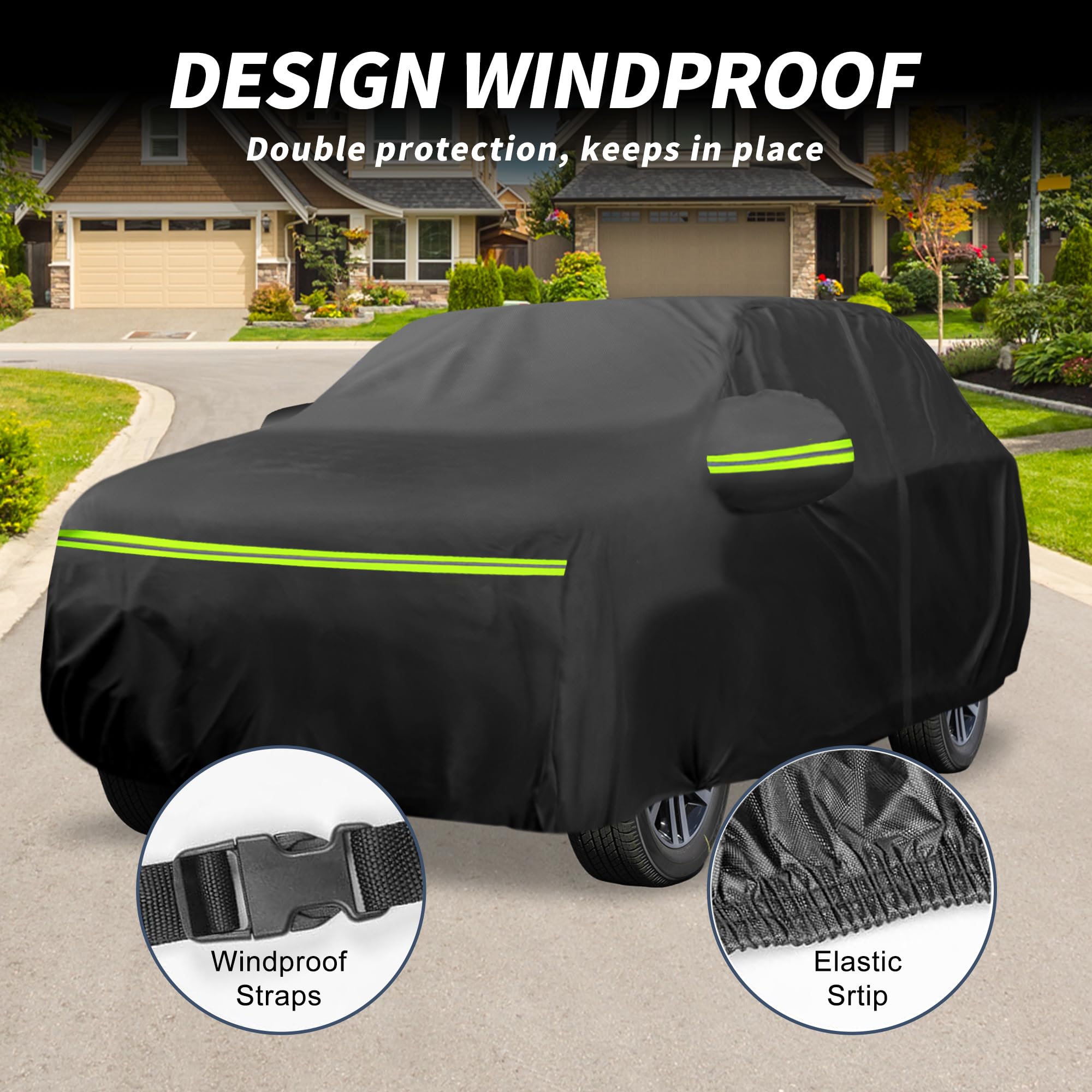 A ABSOPRO Housse Voiture pour Volkswagen Touareg 02-18 1pc Imperméable | 210D-Pu, Noir, Extérieure, Toutes Saisons, Imperméable, Protection Soleil Pluie Neige, Fermeture Éclair Porte Conducteur