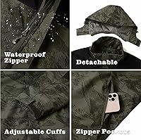 Vista 19 de GIISAM Chaqueta de lluvia para hombre, impermeable, ligera, para exteriores, rompevientos con capucha
