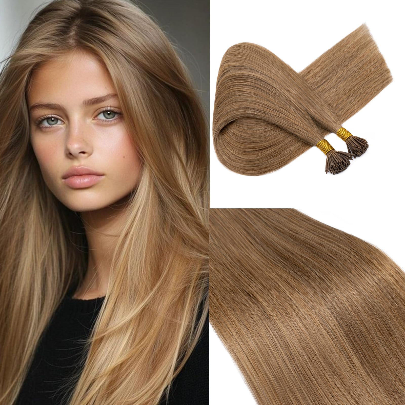 Extensions De Cheveux 100% Naturels Remy - Pose à Chaud, Longueur 60cm - Lot De 50/100/150/200 Mèches - Neuf