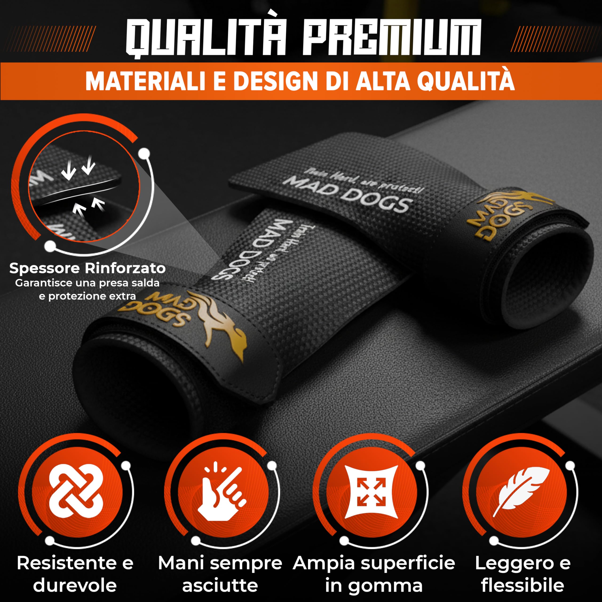 MAD DOGS Boxer Strada per Crossfit e Cross Training, Hand Grips con cuscino, protezione e comfort, design senza fori, unisex