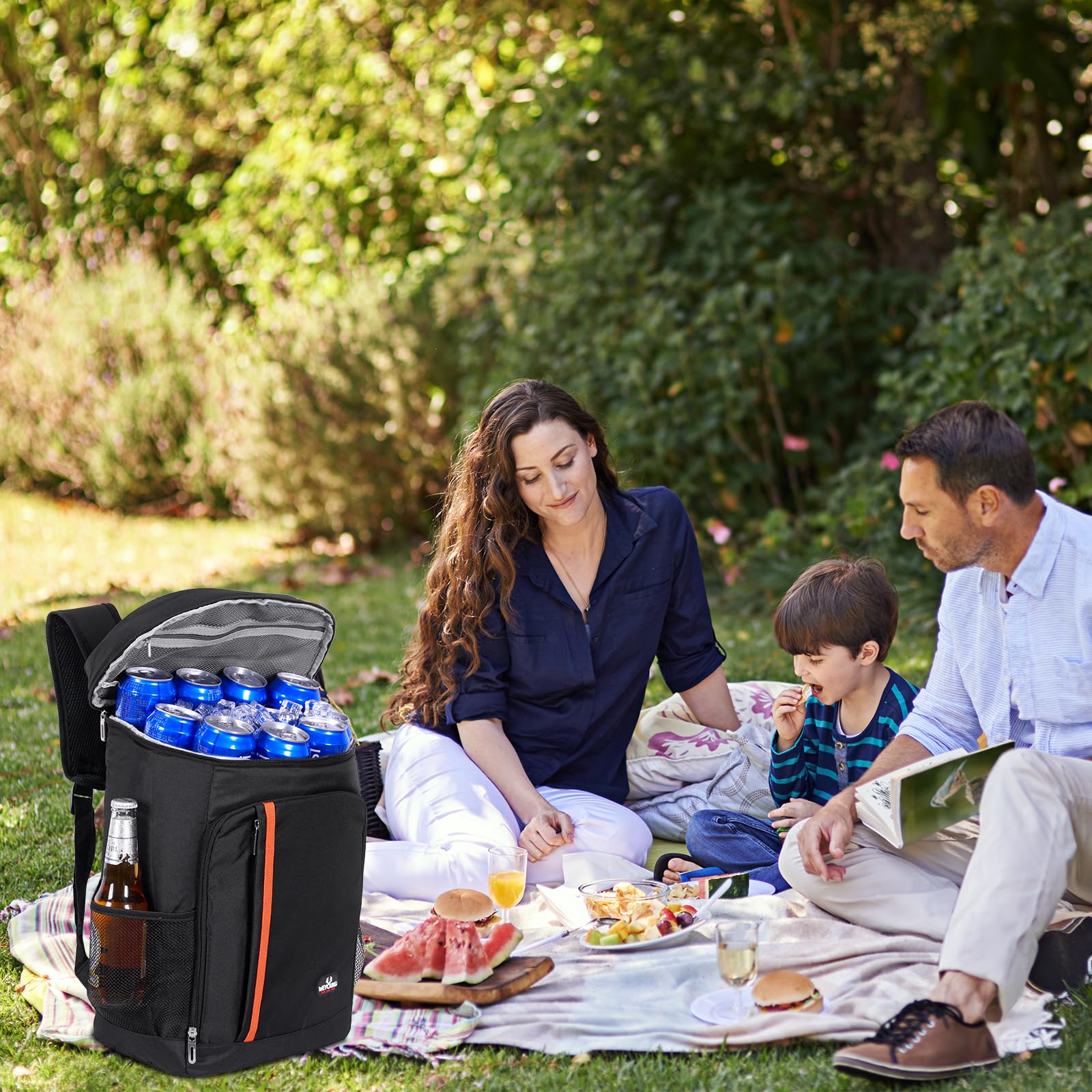 Sac à dos isotherme de 26 l - Extra large - Sac isotherme - Sac à dos de pique-nique étanche - Ultra léger - Pour homme et femme - Pour le camping, le barbecue, la randonnée, les pique-niques