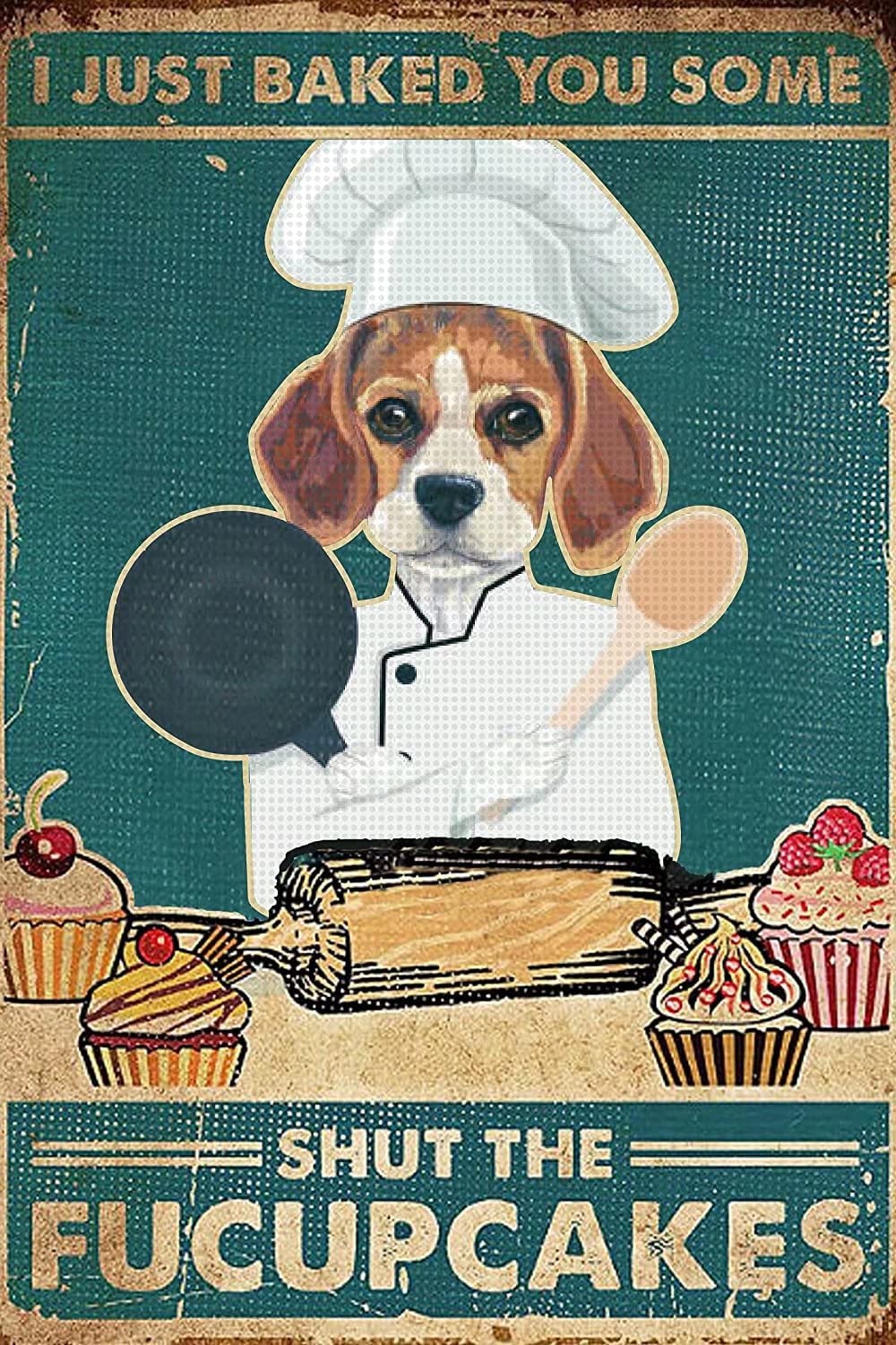 Puppy Fucupcakes Metal Signs, Fun Poster For Bar Kitchen Cafe Farmhouse Wall Decor 12x16 inch