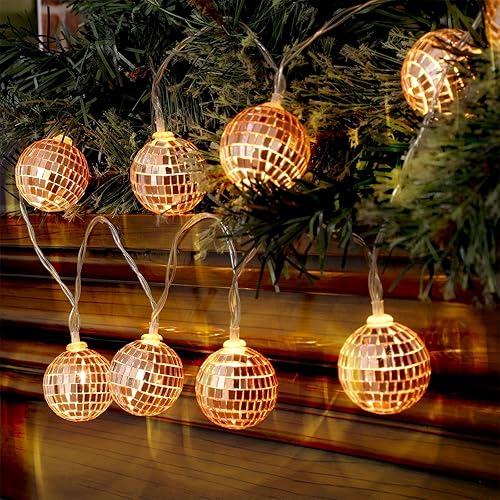 Zhanmai Paquete de 3 pequeñas bolas de discoteca LED para decoración de fiesta de discoteca de los años 70, espejos iluminados, bolas de discoteca,