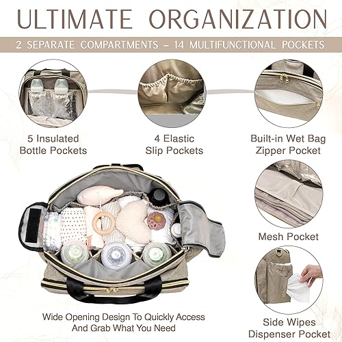Miniatura 4 de Mellories Bolsa de pañales convertible para bebés niños y niñas - 4 estilos en 1 mochila bolsa de pañales, Negro -, Mochilas Tote
