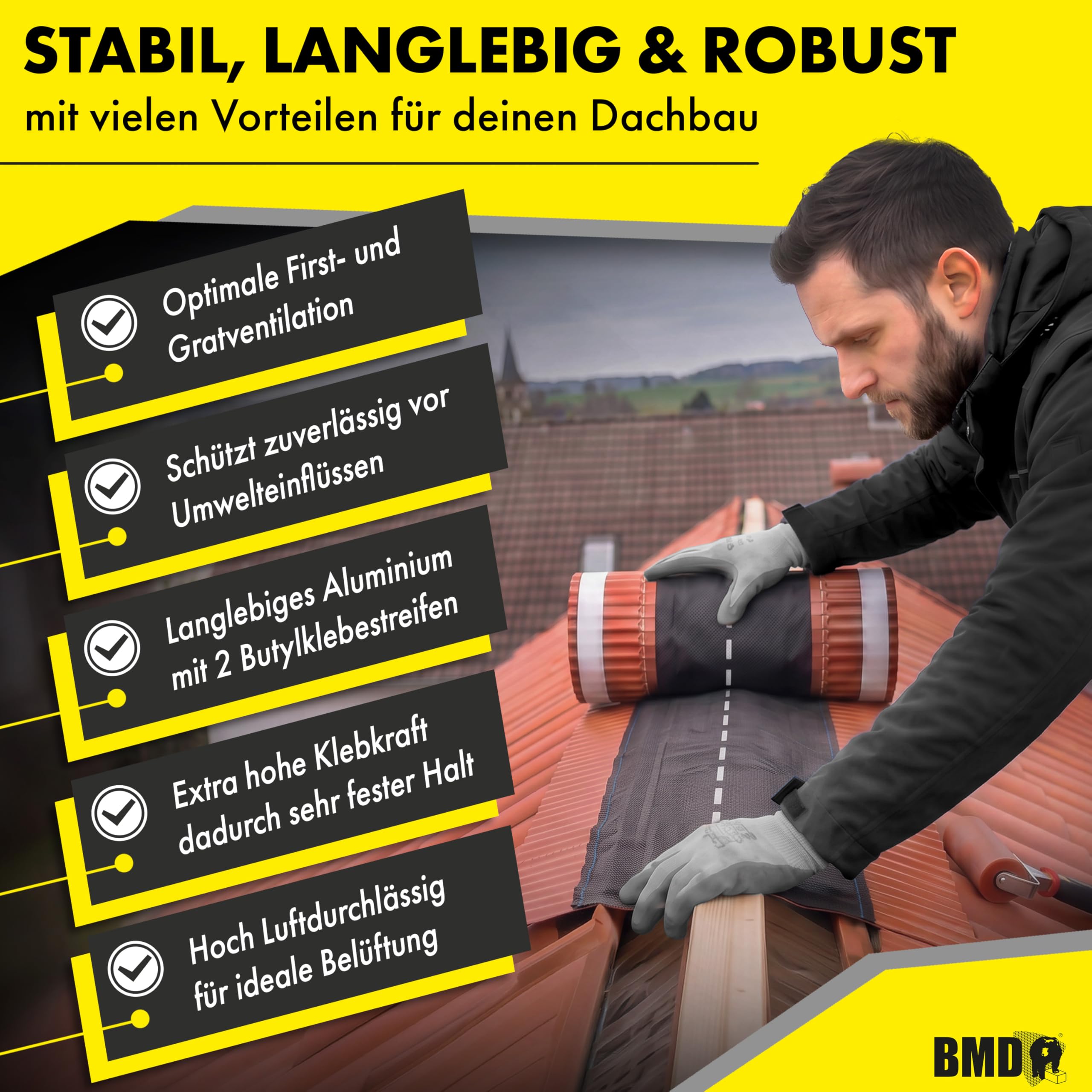 BMD Firstrolle | Gratrolle | 320 mm x 5m | anthrazit Ral 7016 | Aluminium | Firstband | Gratband | Rollfirst | Grat | First | Dach