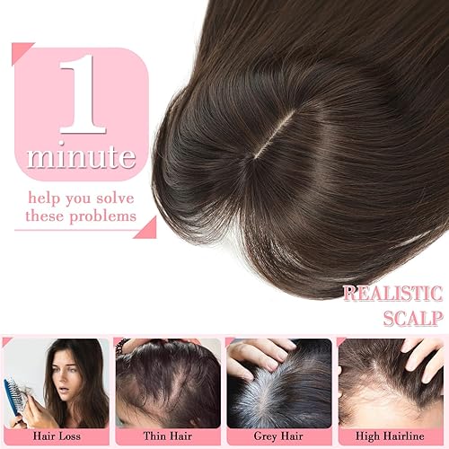 Miniatura 3 de Cubrepelo largo ondulado de 18 pulgadas, cubierta de base grande con clip para mujer, pelucas de fibra con flecos