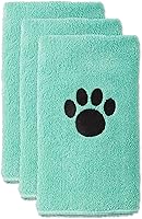Vista 13 de Bone Dry Pet Drying Collection - Juego de toallas de microfibra bordada para mascotas, 15 x 30, color gris con huella de pata negra, S, 3 piezas