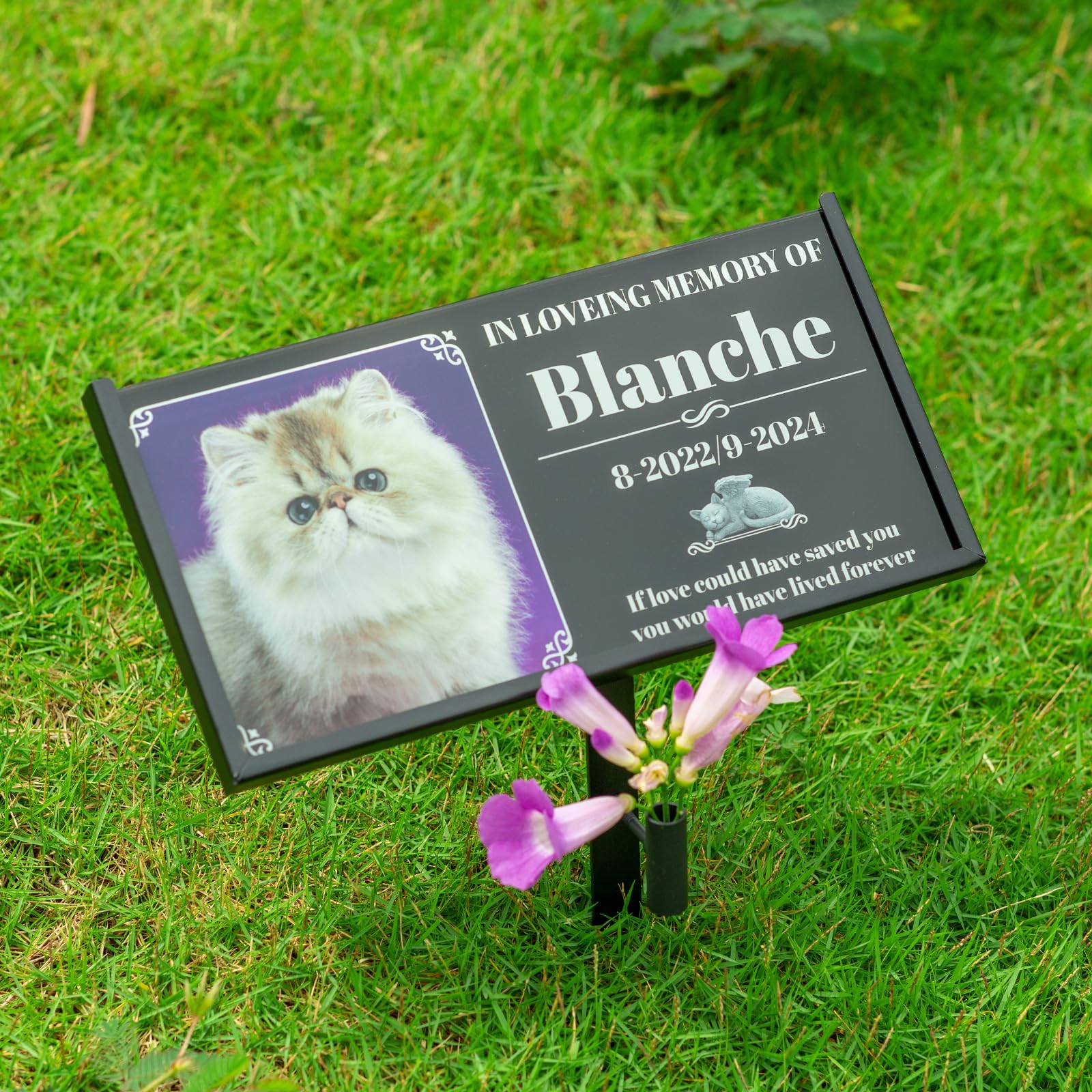 Supporto per lapide per cani e gatti, 30 x 15 cm, pietra tombale in ferro, per animali domestici, pietra commemorativa per persone care e animali domestici, per funerali
