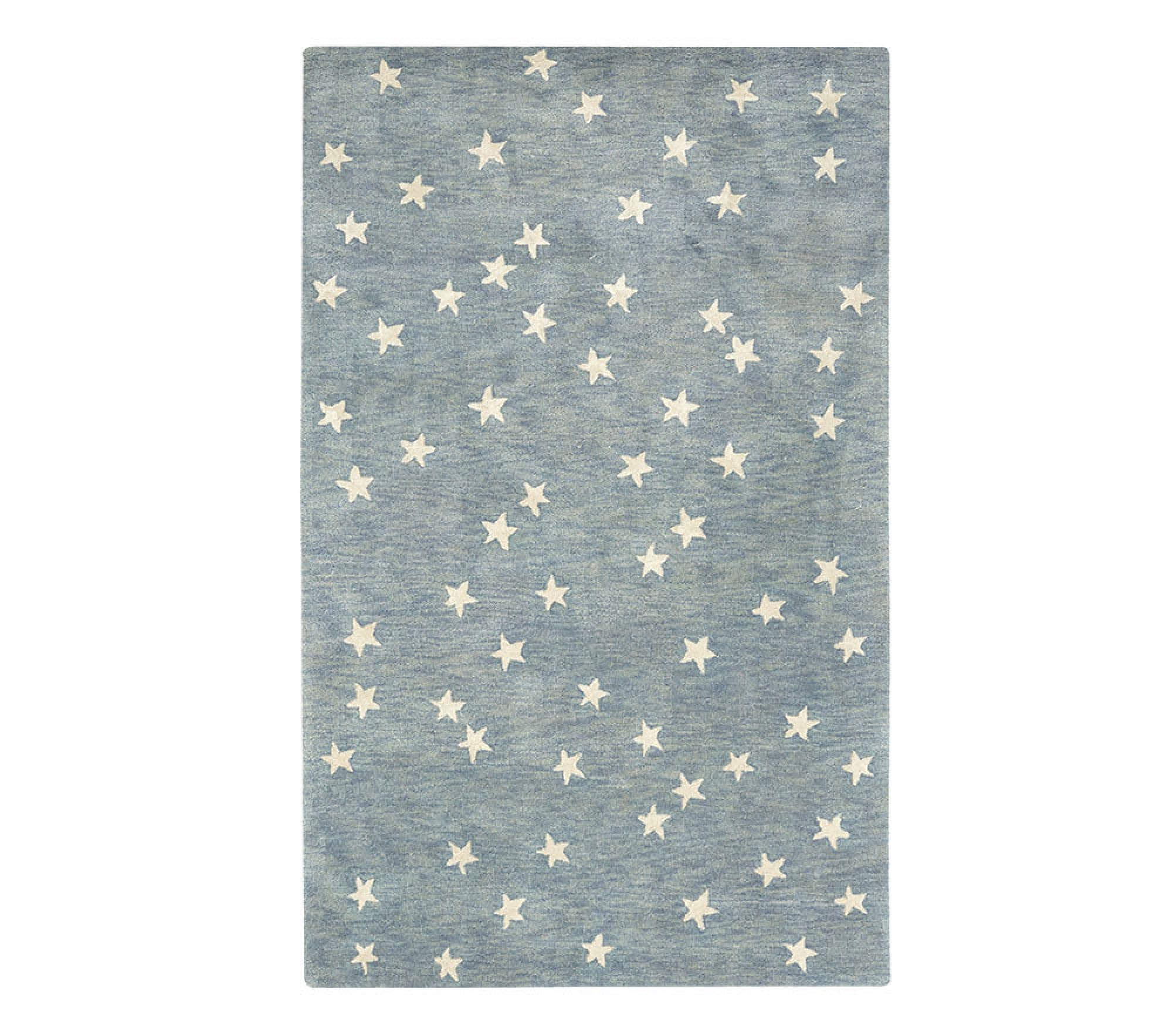 Anthrofy Star Skies Area Rug – 5’ x 7' – Handmade Wool Area Rugs – Light Blue – Rugs for Living Room, Bedroom – Anti-Skid – Carpets with Non-Slip