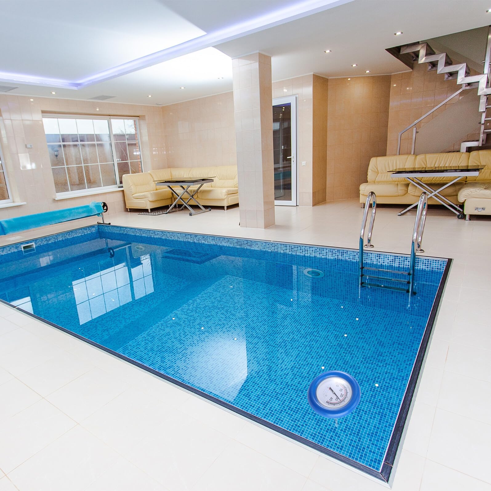 Poolthermometer mit Sommeratmosphäre Schwimmendes aus Edelstahl und Kunststoff und Schwimmend für Outdoor Schwimmbäder und Fischteiche