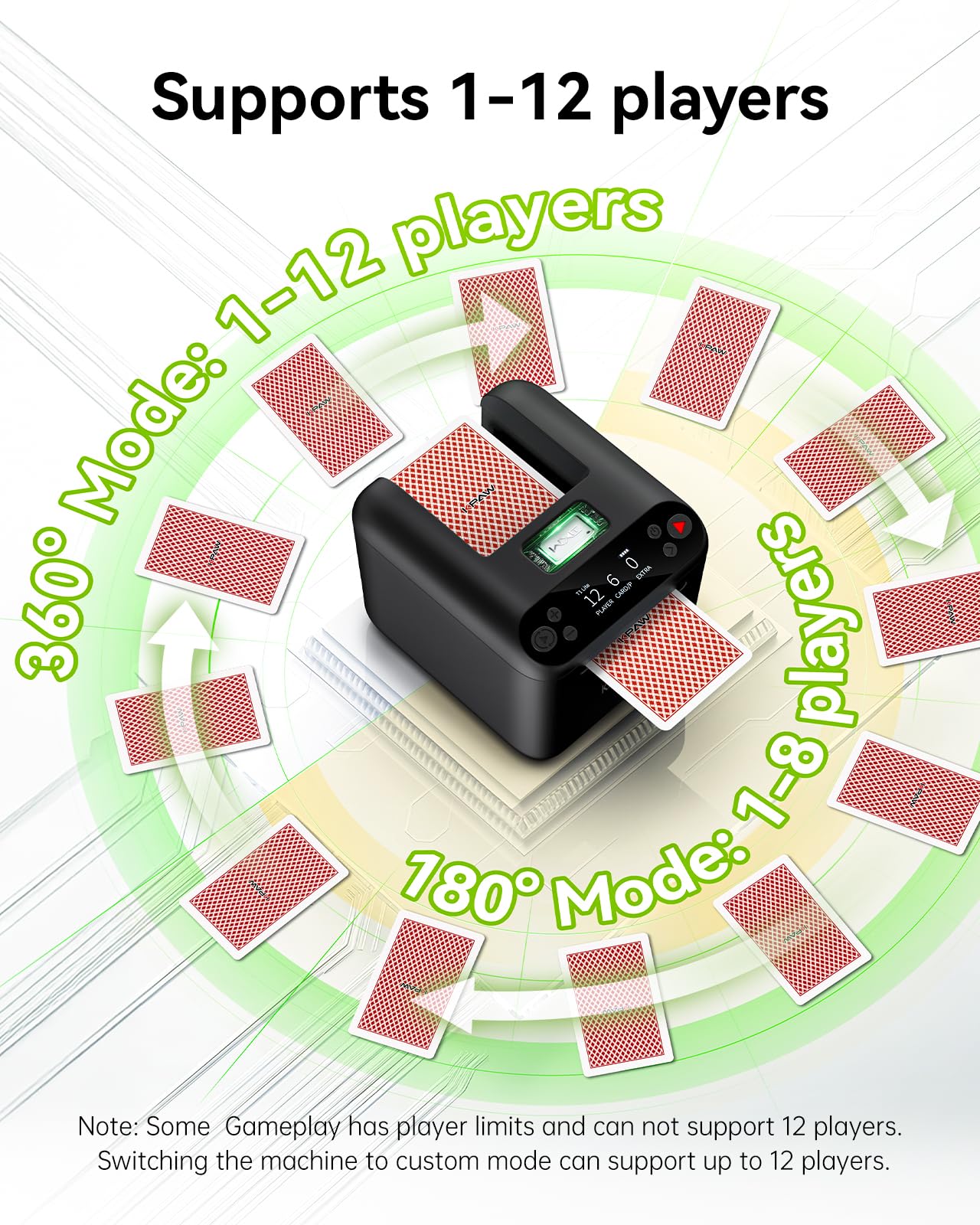 KPAW Automatic Card Dealer for 1/2/3 Decks, USB Rechargeable Card Dealing Machine Portable Card Dealer for Texas Holdem, UNO, Bridge, Poker More 1