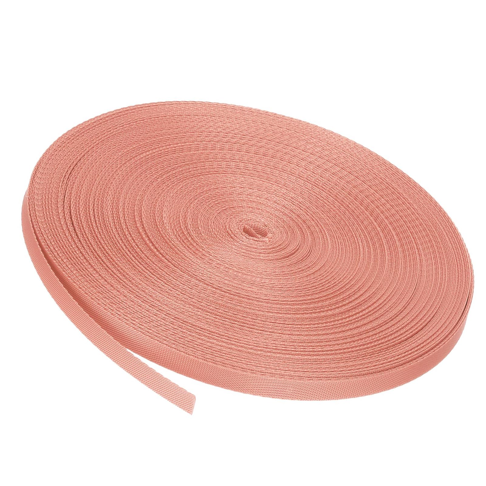Unifizz Flat Nylon Webbing Strap – 3/8 Inch x 50 Yards Peach Pink, Abrasion-Resistant for Pet Leashes, Bag Handles, Furniture Repair & Garden Ties