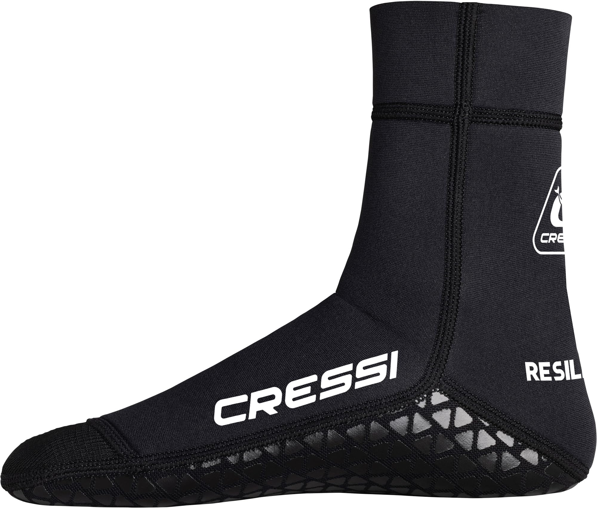 CRESSI Resilient Pro Neoprene Socks-Calzari Unisex Neoprene 3mm Nero Monofoderato Anti Sabbia System “Smooth Glideskin Sandproof” con Suola Grip Gommata Antiscivolo, per Sport Acquatici