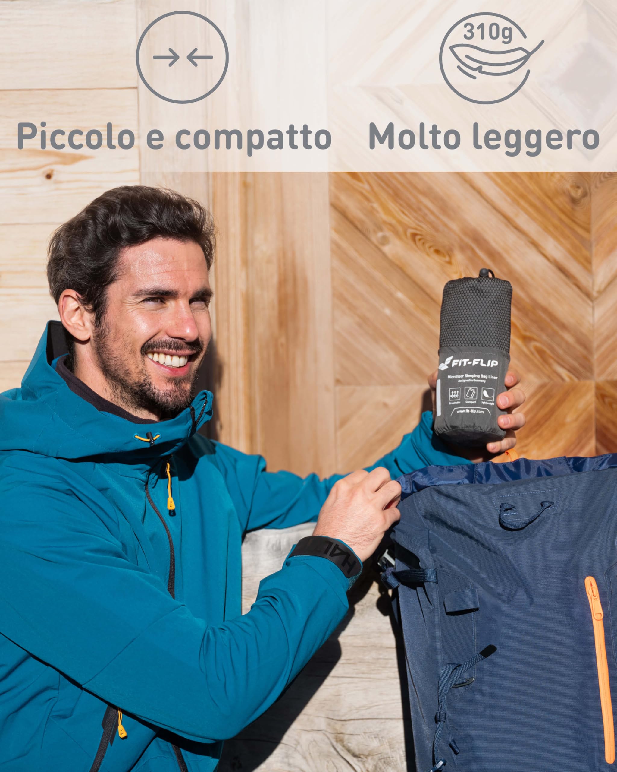 Fit-Flip Sacco Lenzuolo da Viaggio - 100% Cotone o Microfibra - Sacco a pelo con scomparto per cuscino - Sacco Letto singolo ultraleggero e compatto - Sacco a Pelo leggero Estivo