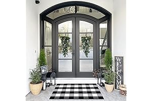 SEEKSEE Cotton Buffalo Plaid Under Mat Rug