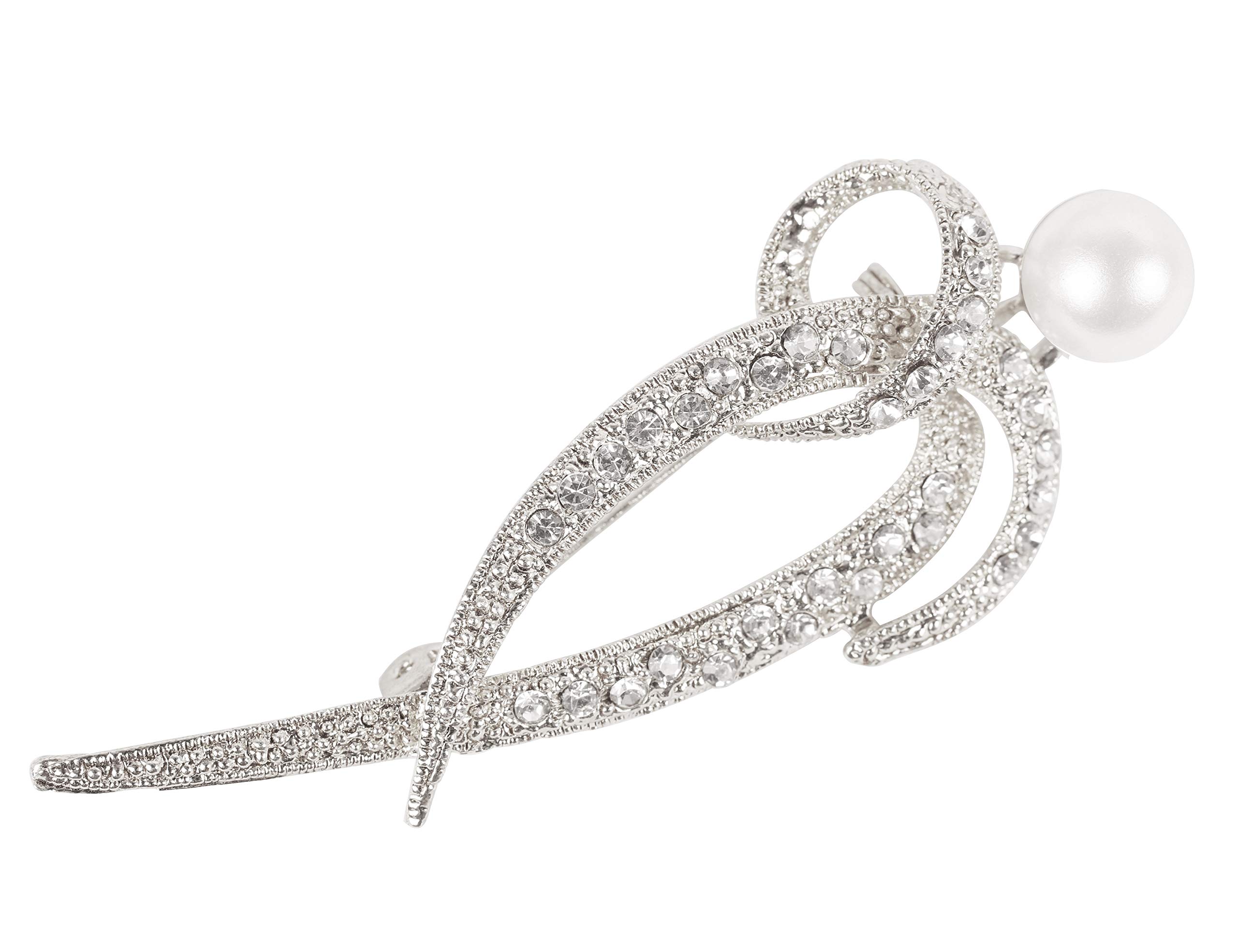 Touchstone Indian Bollywood Handcrafted Fine intricate brooch lapel pin Designer Jewelry Brooch in Silver Gold Tone For Women.