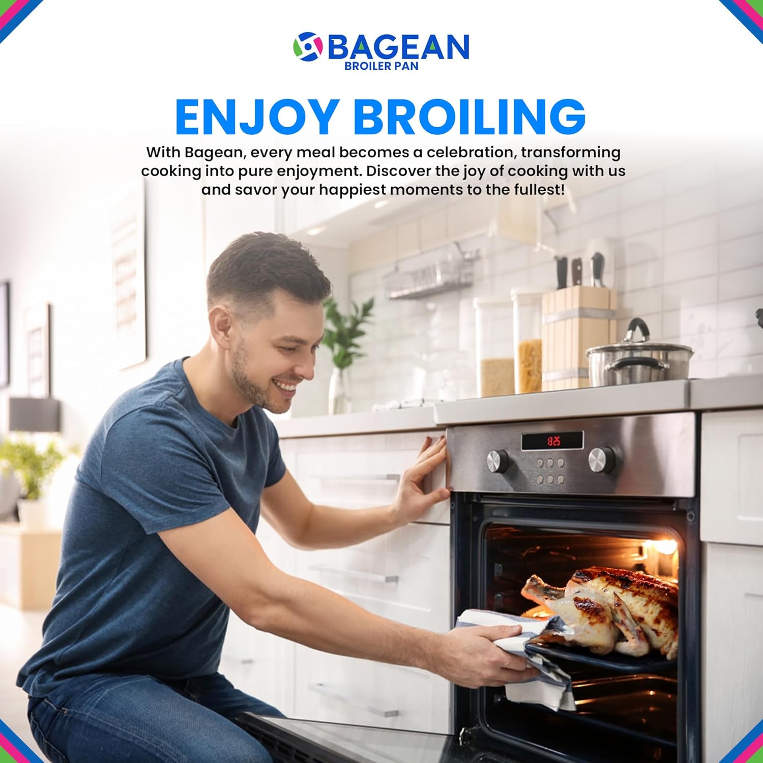 Broiler Pan for Oven Nonstick Porcelain Coated - 16.75” x 12.75” Frigidaire 5304494997 Replacement Broiling Pan for Oven With Rack For up to 550° F - Broiler Pans Circulate Heat and Drains Fat - Image 6