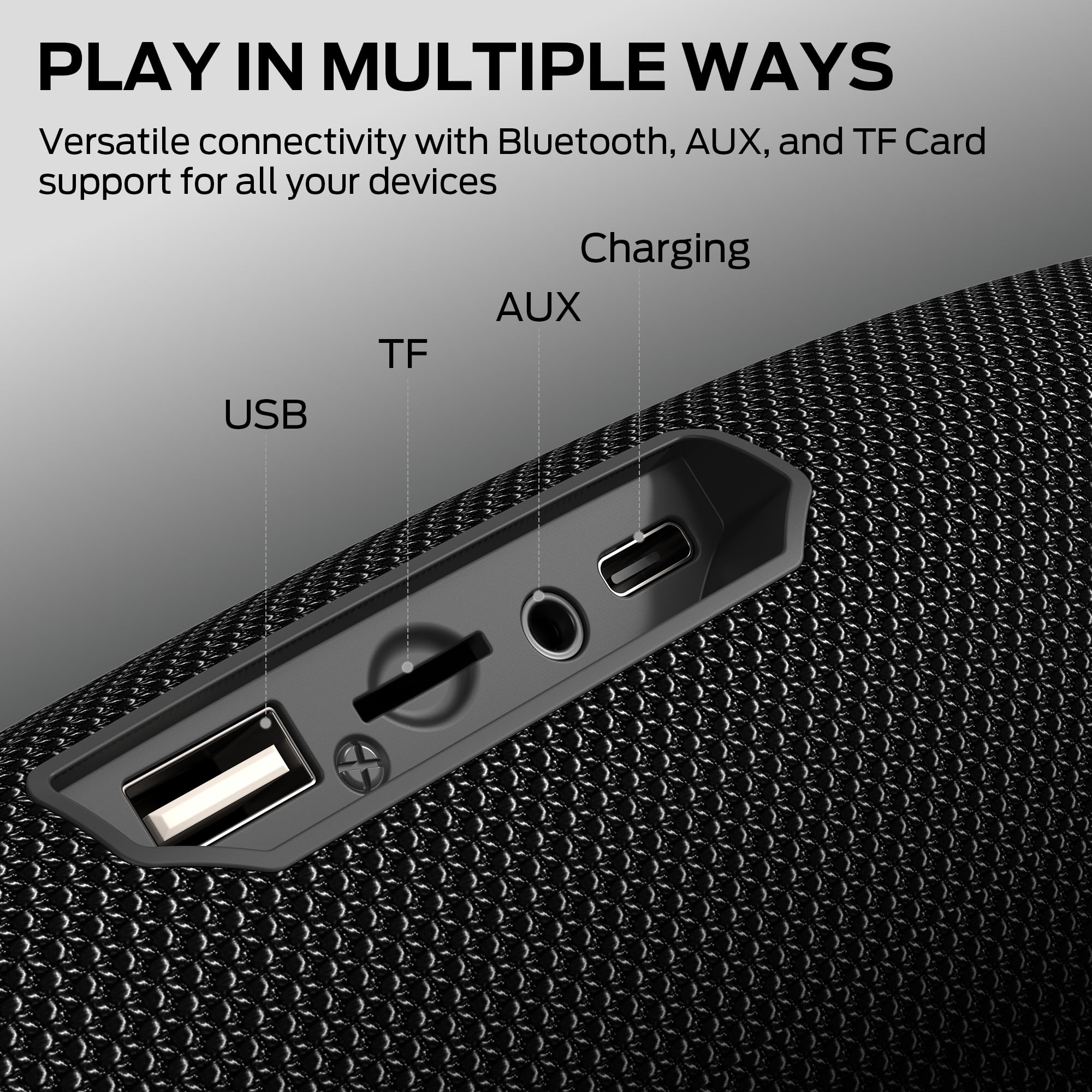 Monster S380 Bluetooth Speaker, Portable Speaker with 40W Stereo Sound, 20H Playtime, Bluetooth 6.0, IPX6 Waterproof, Support AUX/TF Card, TWS Pairing Wireless Speaker for Travel Party — view 8