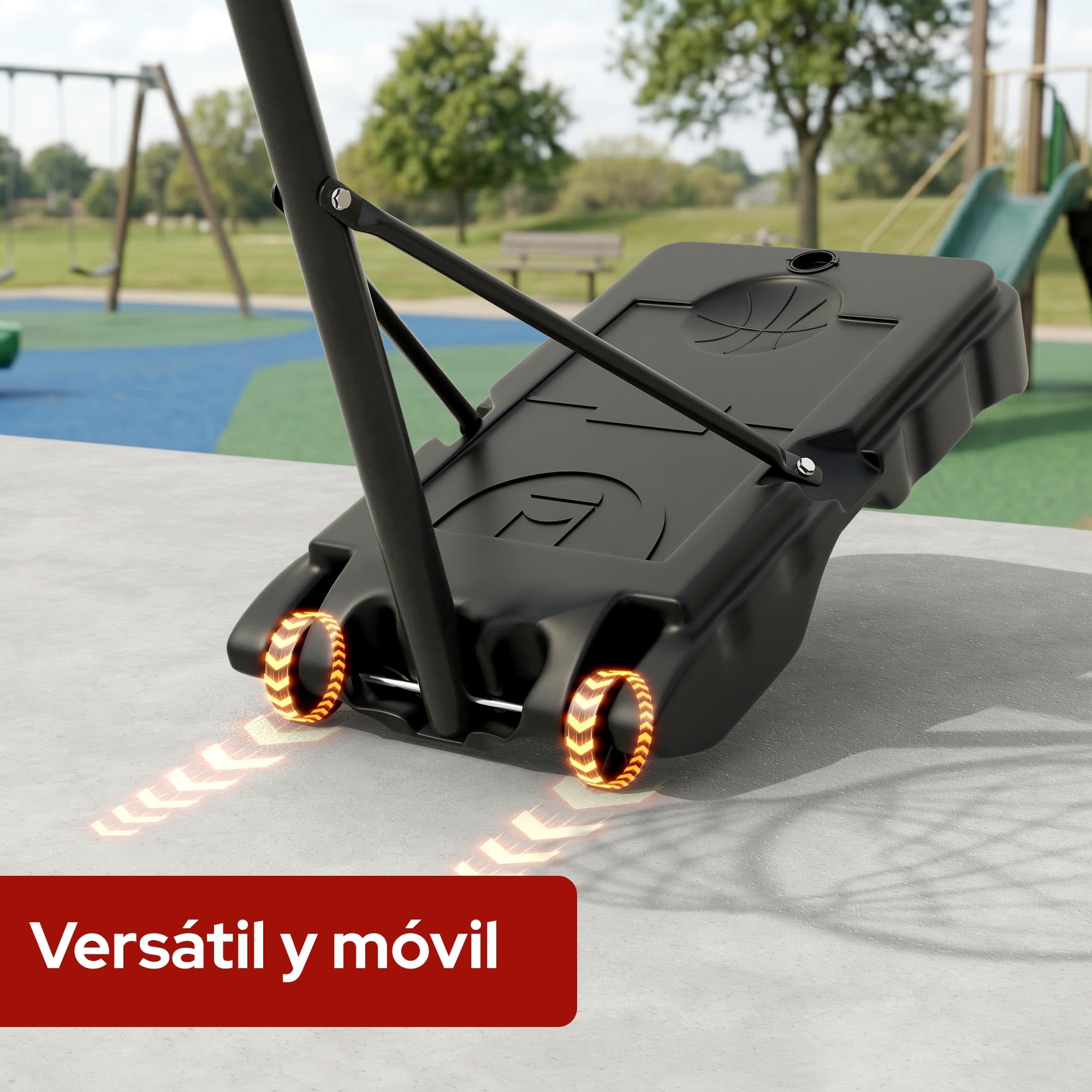 KM-Fit Canasta Baloncesto Ajustable 110–210 cm | Soporte de Baloncesto con Ruedas & Soporte para Balón | Canasta Exterior para Niños y Principiantes | Incluye 2 Redes