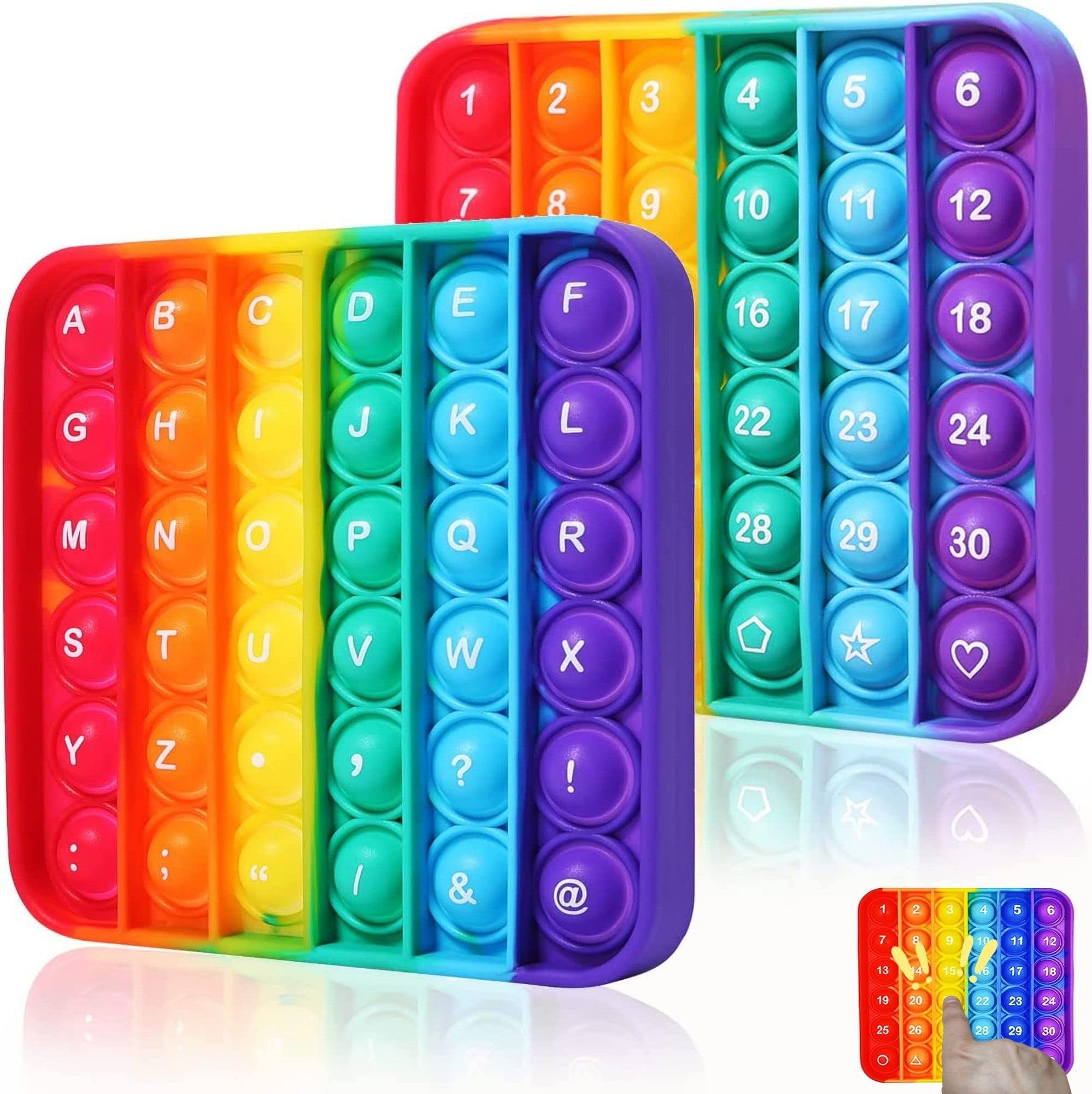 Push Pop Bubble Fidget Sensory Toy, ABC Learning and Educational Toys, Poppers Fidget Toys, Stress Relief, Autism Sensory Toys [Numbers 1-30 on The Other Side | Letters & Addition Random]