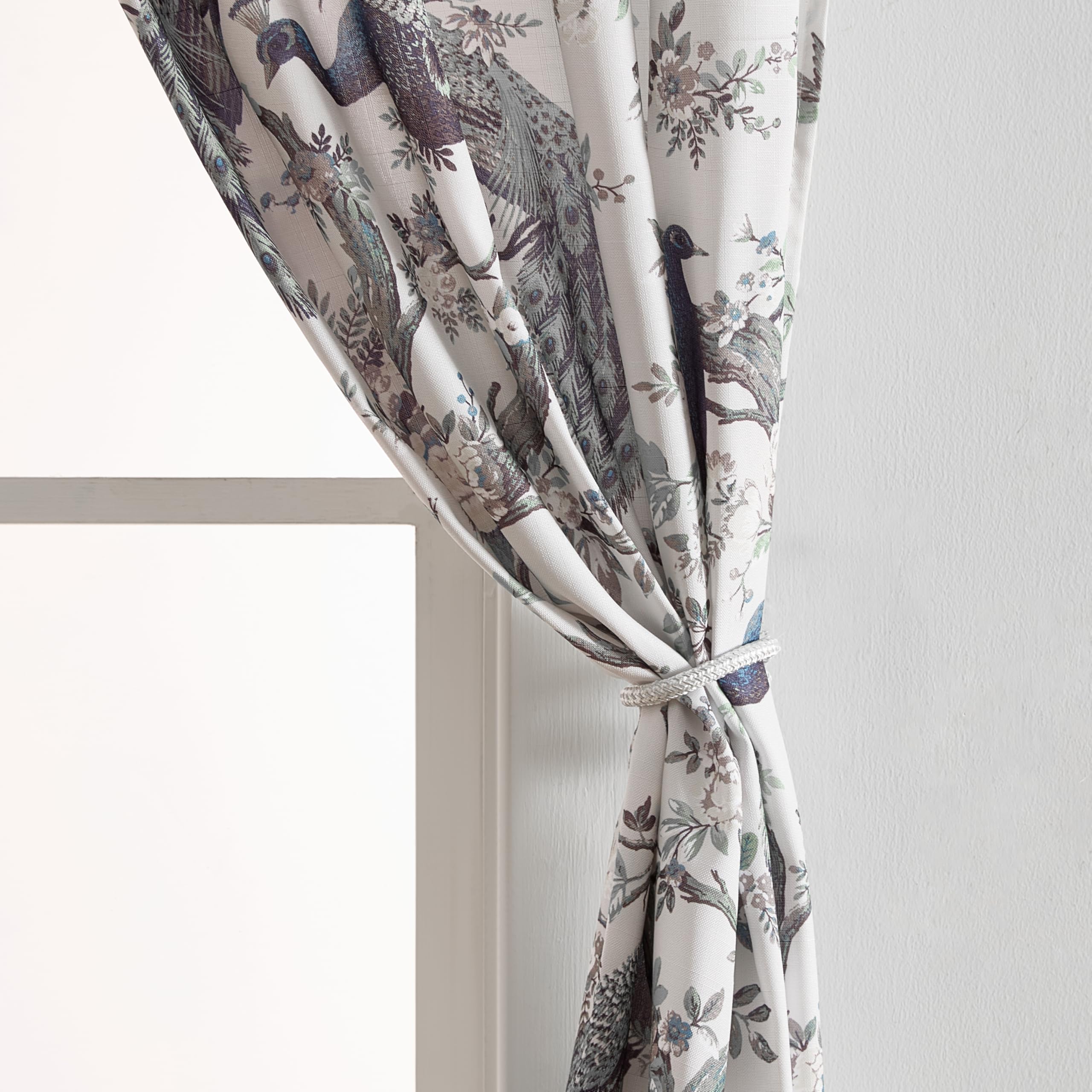 Laura Ashley Belvedere Lot de 2 Rideaux de fenêtre avec Passe-Tringle, 213,4 cm de Long, Toile filtrant la lumière, Paon