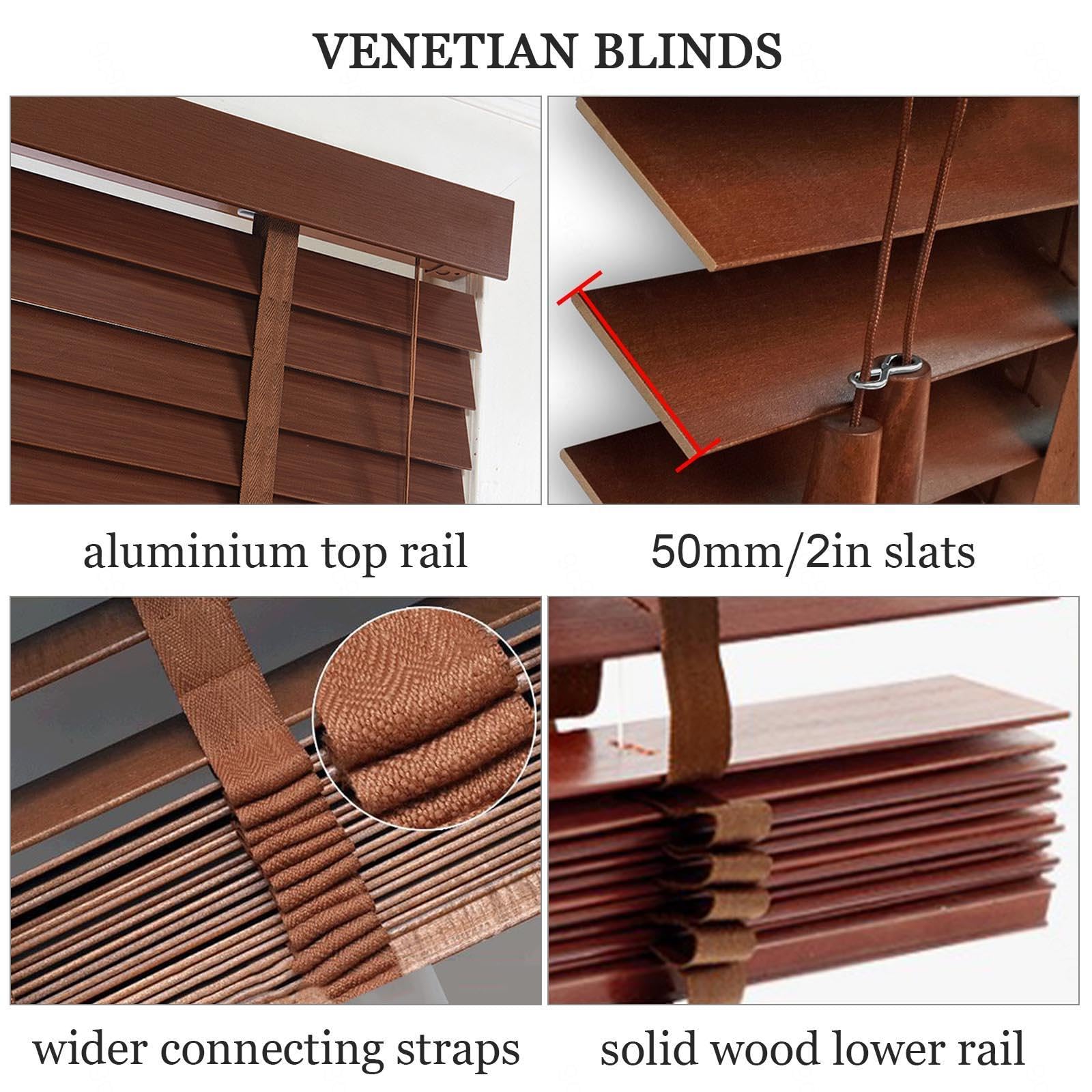 Tenda veneziana orizzontale, in legno, per finestre, oscurante, in legno massello, 70 x 200 cm