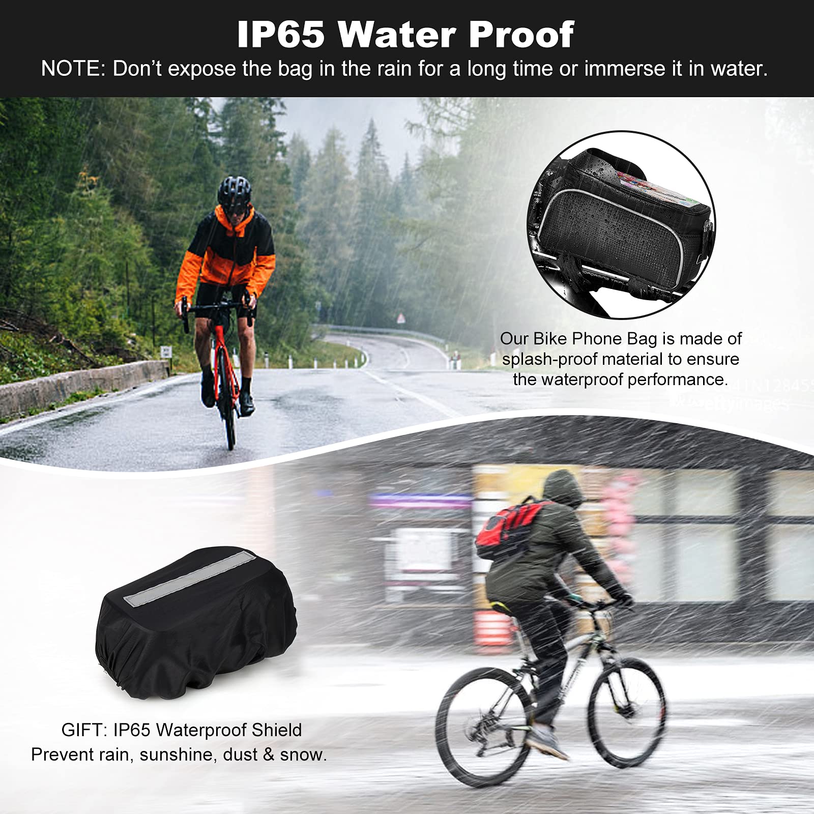 Sacoche étanche Pour Vélo - Compatible Smartphones Jusqu'à 6.8" - écran Tactile TPU Et Pare-soleil