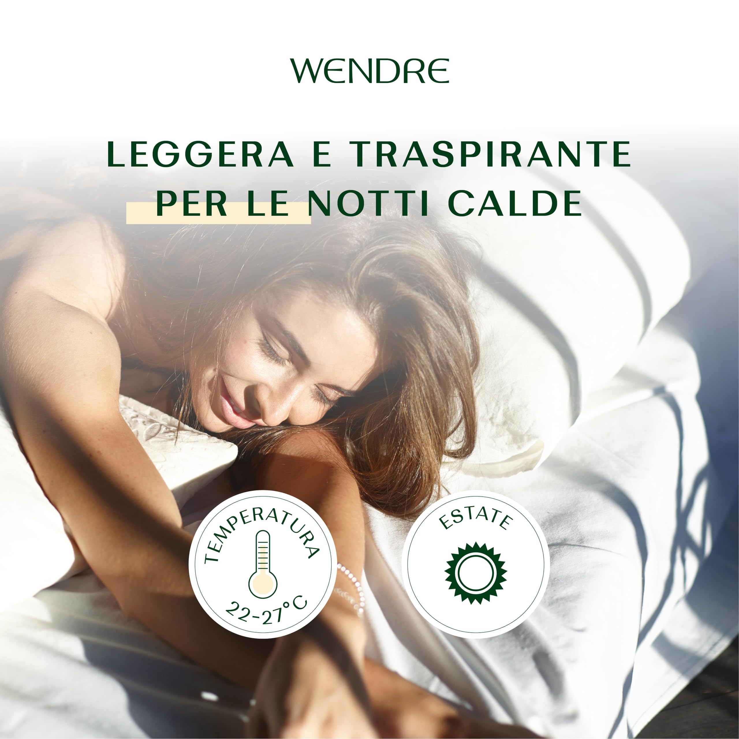 Wendre Piumino Estivo Matrimoniale 220x240 cm – Leggero 150 GSM in Microfibra Traspirante – Certificato OEKO-TEX, Anallergico e Lavabile