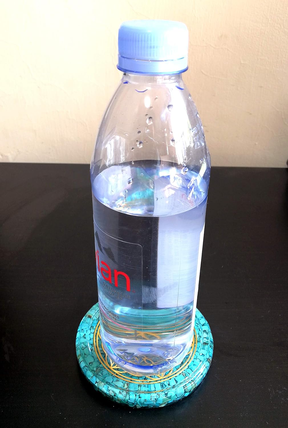 LARGE 4" Turquoise Crystals Flower Of Life Coaster Water Charging Plate Energy Dome