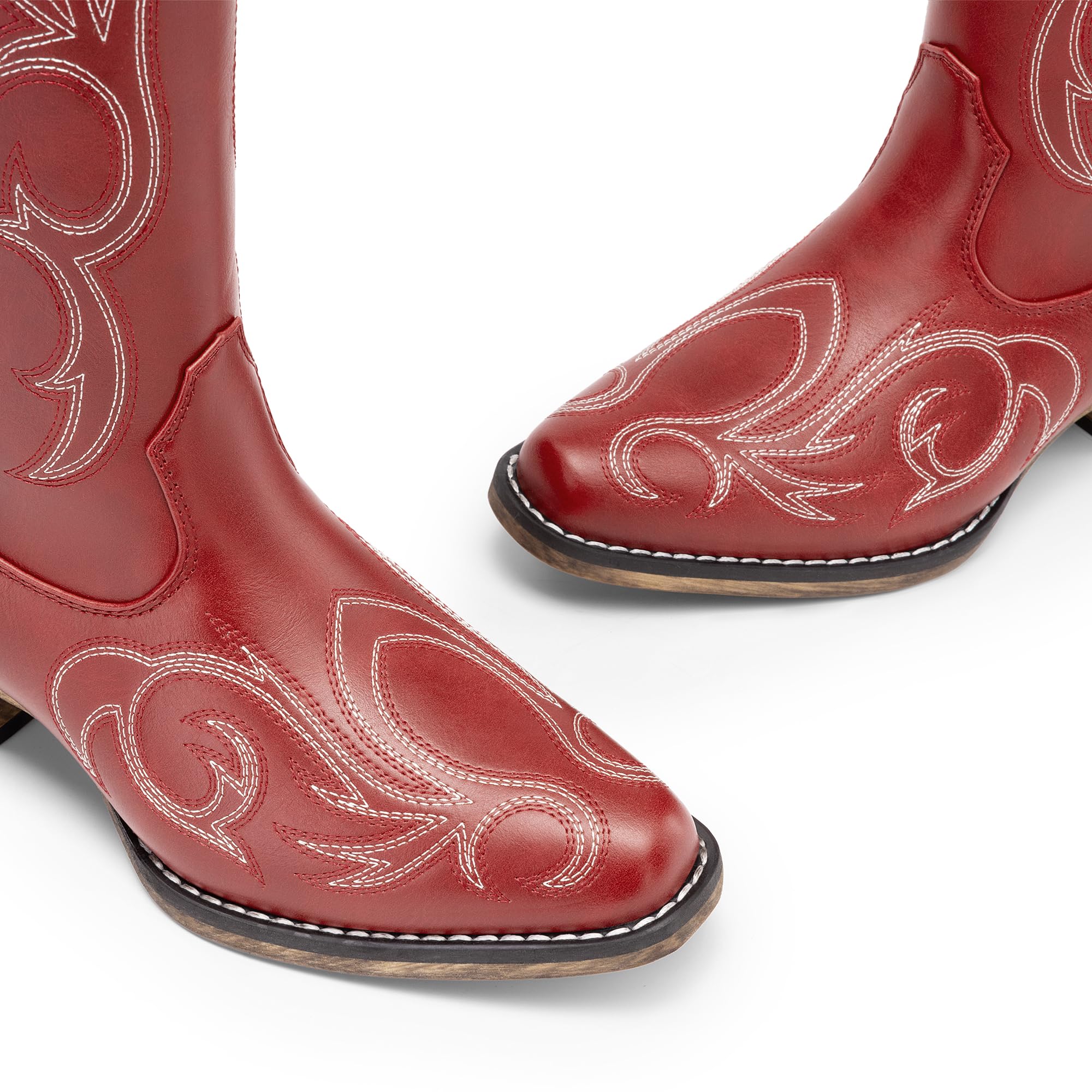 DREAM PAIRS Botas Vaqueras Rodilla Mujer | Bordado vibrante, cremallera lateral, tirador trasero, plantilla 5mm, suela TPR.