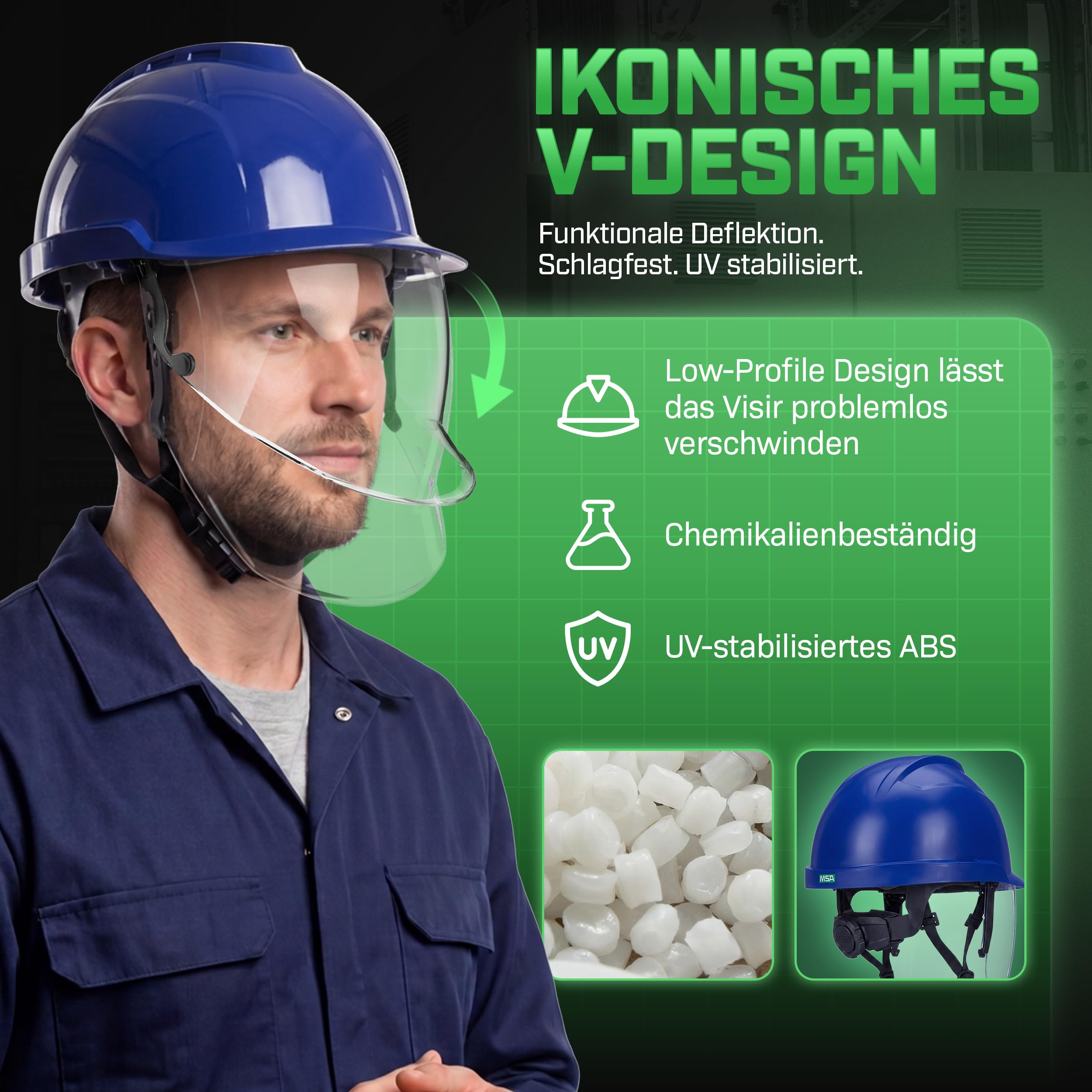 MSA V-Gard 950 - Casco de construcción sin ventilación con visera para obras y electricistas, según DIN EN 397 para el trabajo