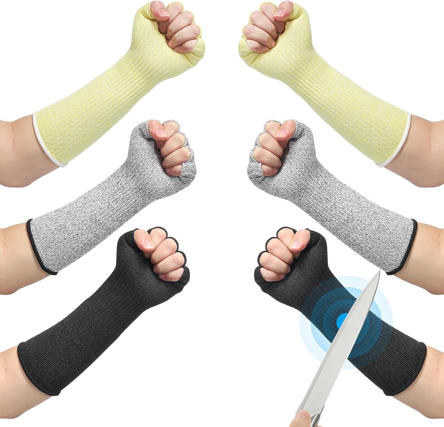 PATIKIL Cut Resistant Sleeves with Finger Grip Forearm Protective Sleeves Level 5 Protection Arm Safety Protectors