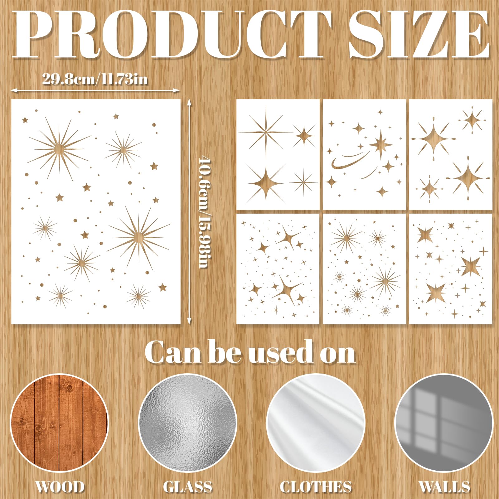 6pcs Twinkle Star Stencils - Image 2