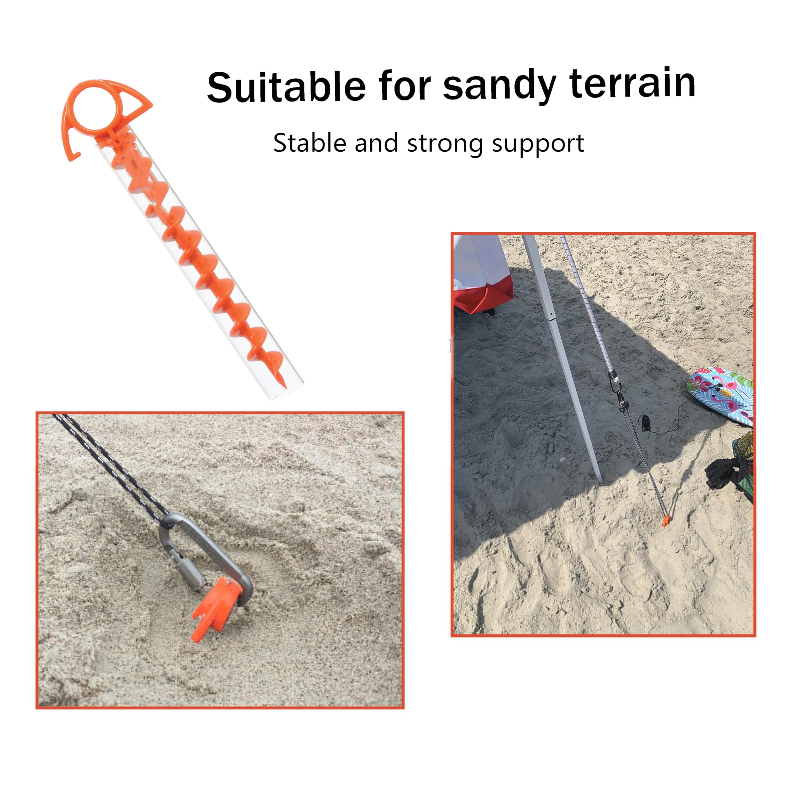 Ultimative Bodenanker: Robuste Zeltheringe zum Einschrauben für hohen Wind, Sand, Vordächer und Camping, hergestellt in China, 100 % recycelt, inklusive T-Griff-Werkzeug – (groß, 1 Stück, orange)