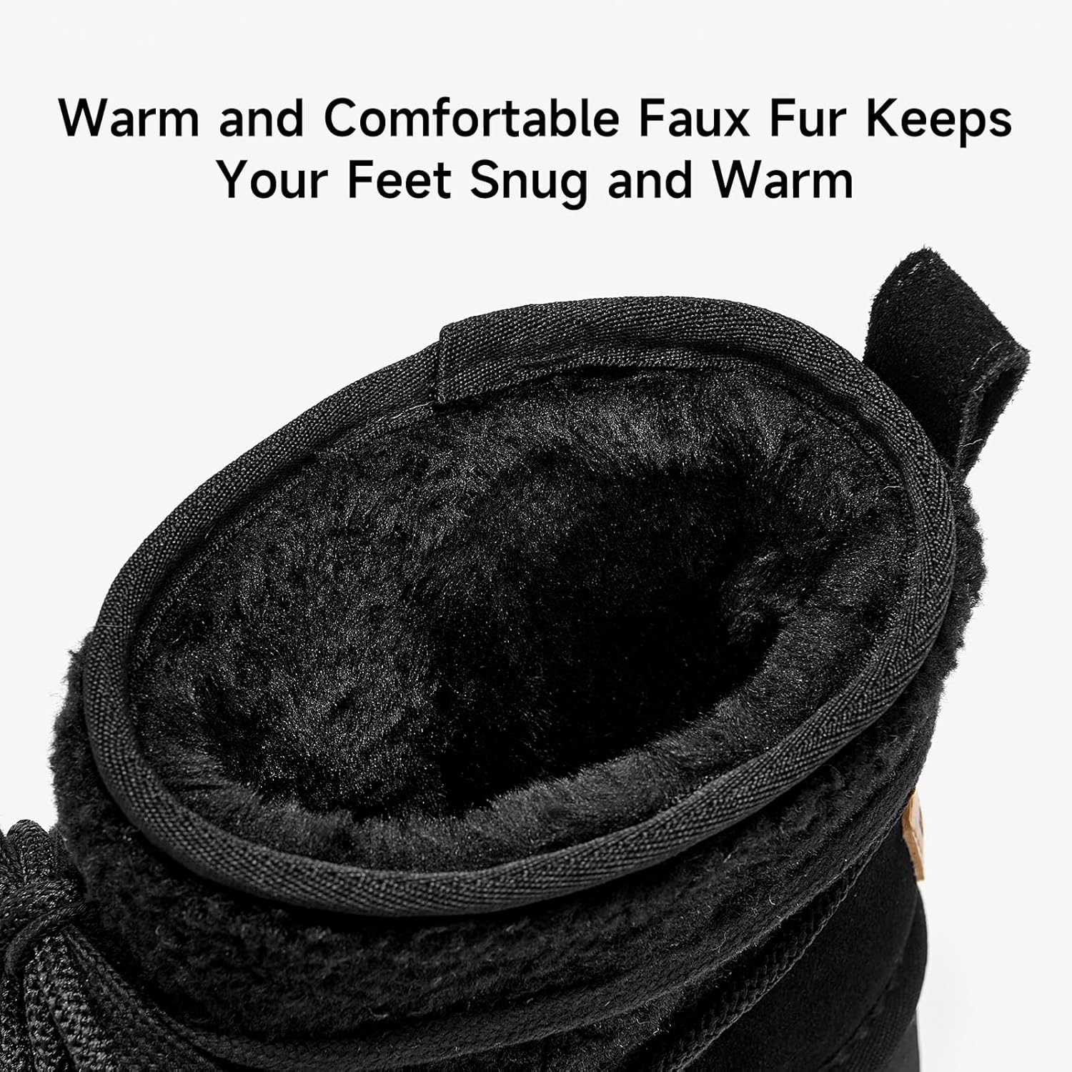 BEAU TODAY Snow Boots for Women, Platform Anti-Slip Winter Booties, Warm Fur Lace Up Round Toe Ankle Boots for Women, Comfort Faux Fur Outdoor Walking Boots - Image 4