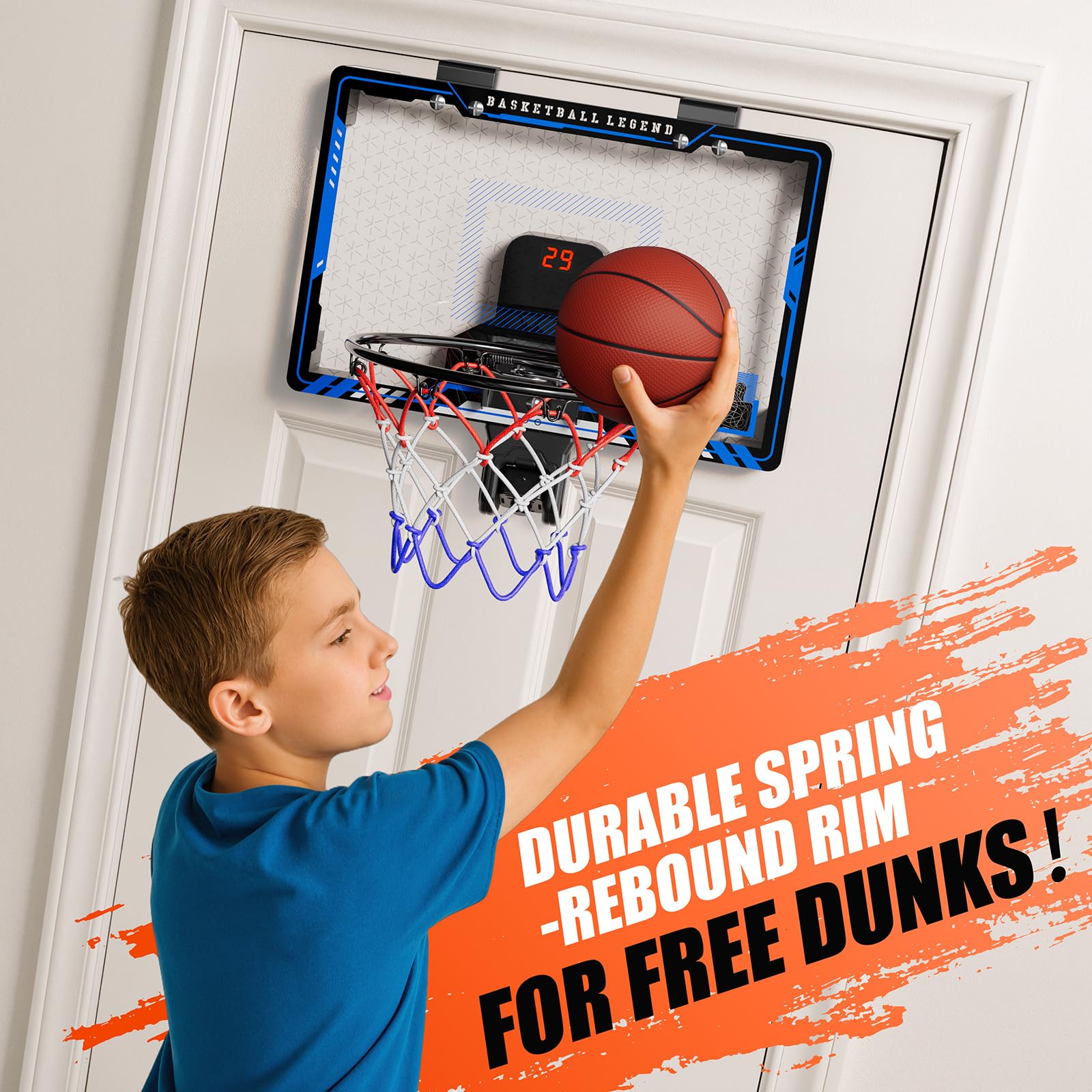Hot Bee Basketballkorb Kinder Indoor mit Projektion Bewertung, Mini Basketballkorb fürs Zimmer, Basketball Geschenke 8 9 10 11 12 13 Jahre Junge