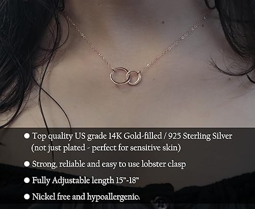 Miniatura 3 de Bereavement Gifts for Loss of Father, Memorial Gifts, 2 Interlocking Circles Necklace with Meaningful Message