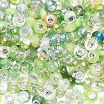 100 Pieces Large Hole Beads, Assorted European Craft Beads Brown Big Hole Fairy Wands Garden Beads Large Hole Lampwork Spacer Beads for DIY Pens Charms Bracelet Necklace Jewelry Making Supplies