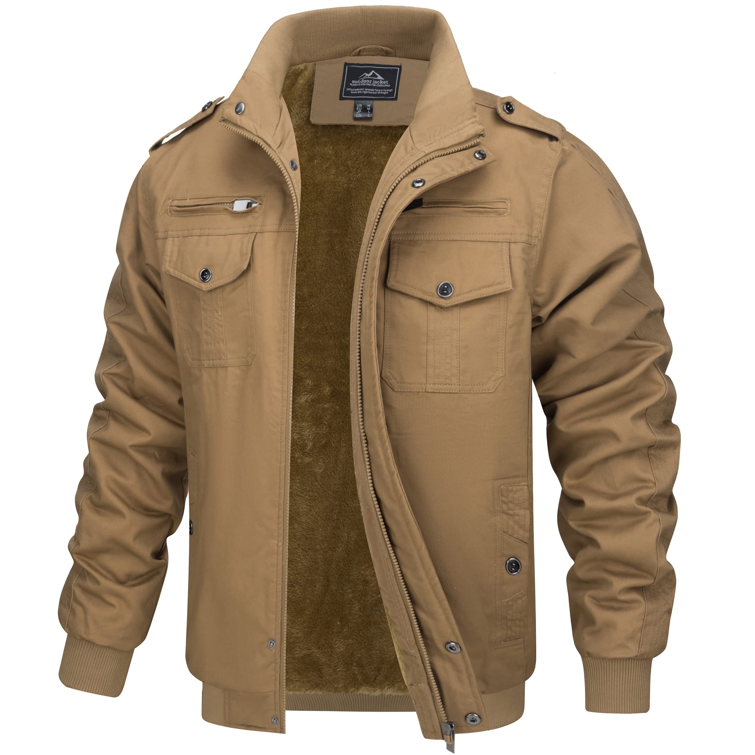 TACVASENMen's Military Jacket Lightweight Casual Cargo Jacket Army Bomber Windbreaker Coat