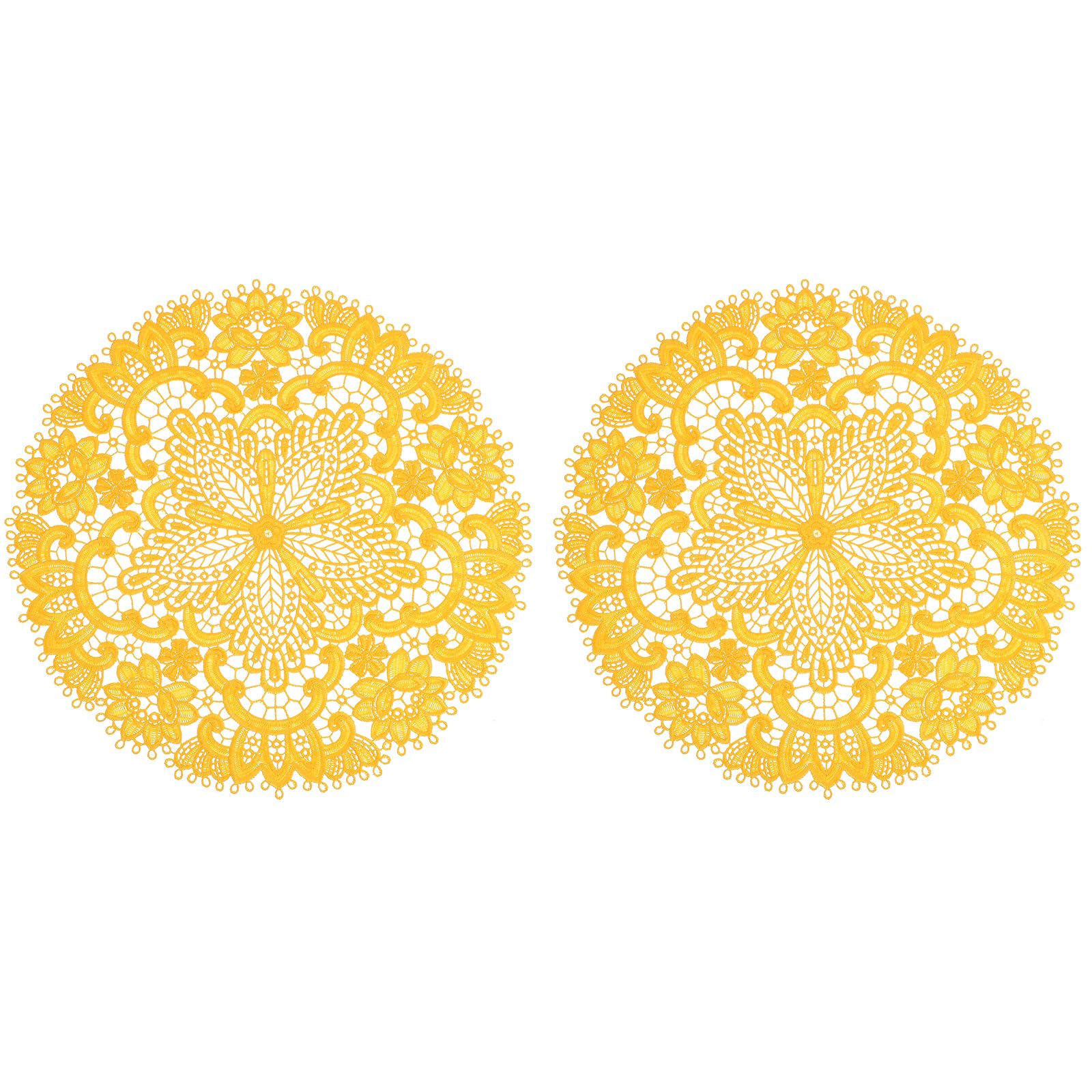 Napperons ronds en crochet jaune mat rétro en dentelle pour décoration de table de salle à manger