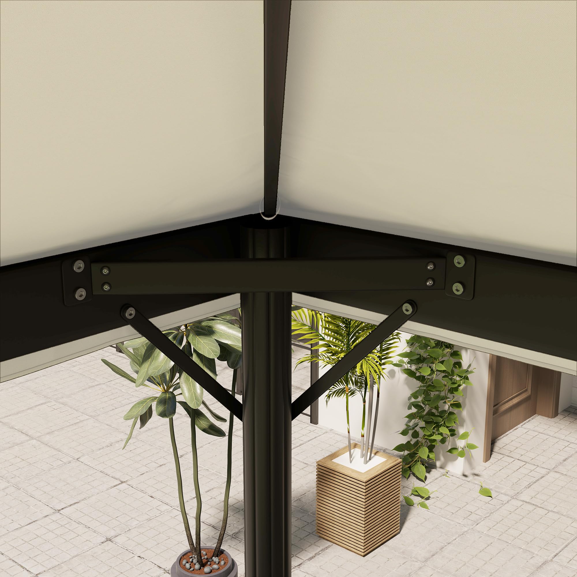 Outsunny Tetto di Ricambio per Gazebo 4x3 m a 2 Livelli Bianco Crema | da Giardino, Telo Gazebo, Resistente all'Acqua, Tessuto Oxford 370g/㎡, Anti-UV 30+, Fori di Drenaggio