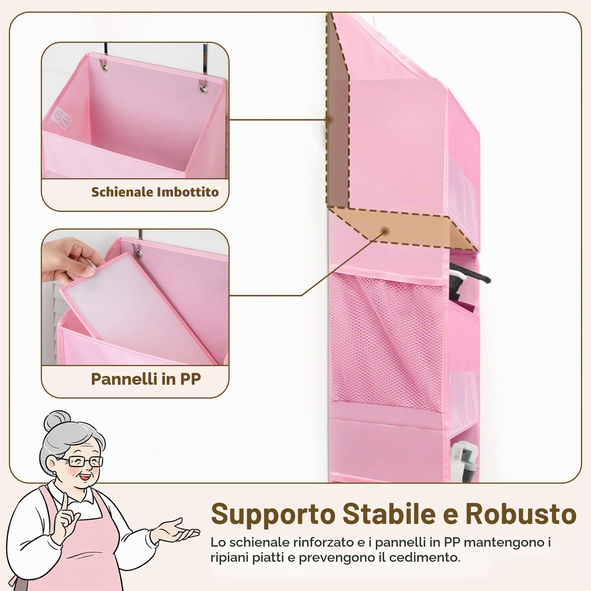 GRANNY SAYS Set di Porta Oggetti da Appendere con 5 Tasche e Portaoggetti da Appendere con 5 Tasche