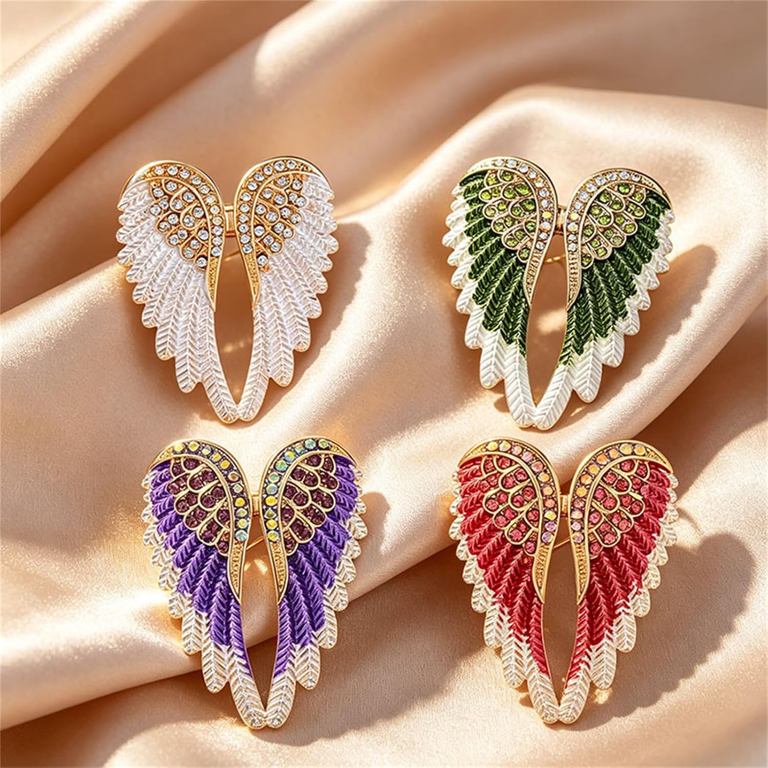 coadipress Angel Wing Brooch Pin for Women Crystal Wings Brooch image 5