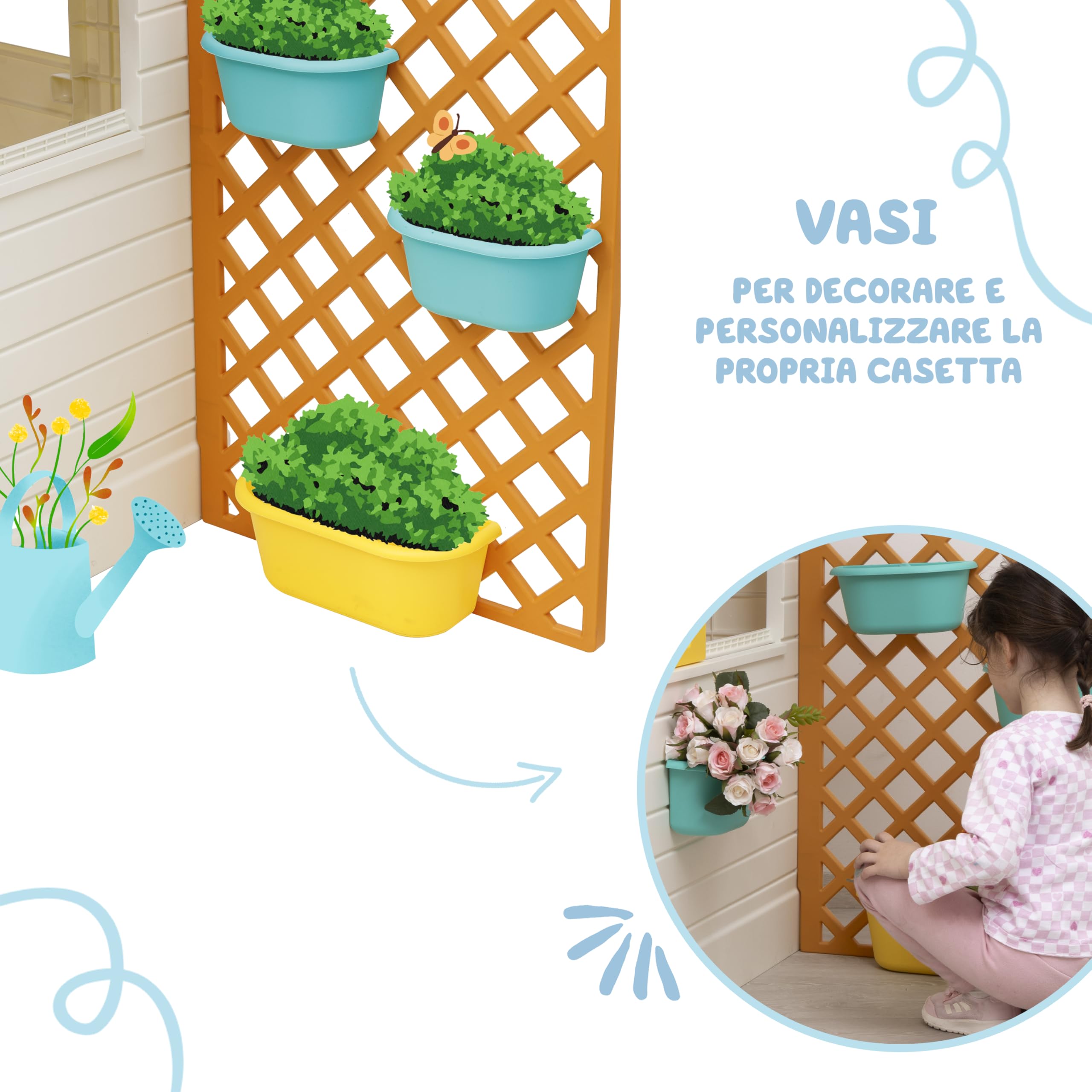 Baroni Toys Casetta da Giardino per Bambini con Staccionata, Plastica, 140x108x127 cm