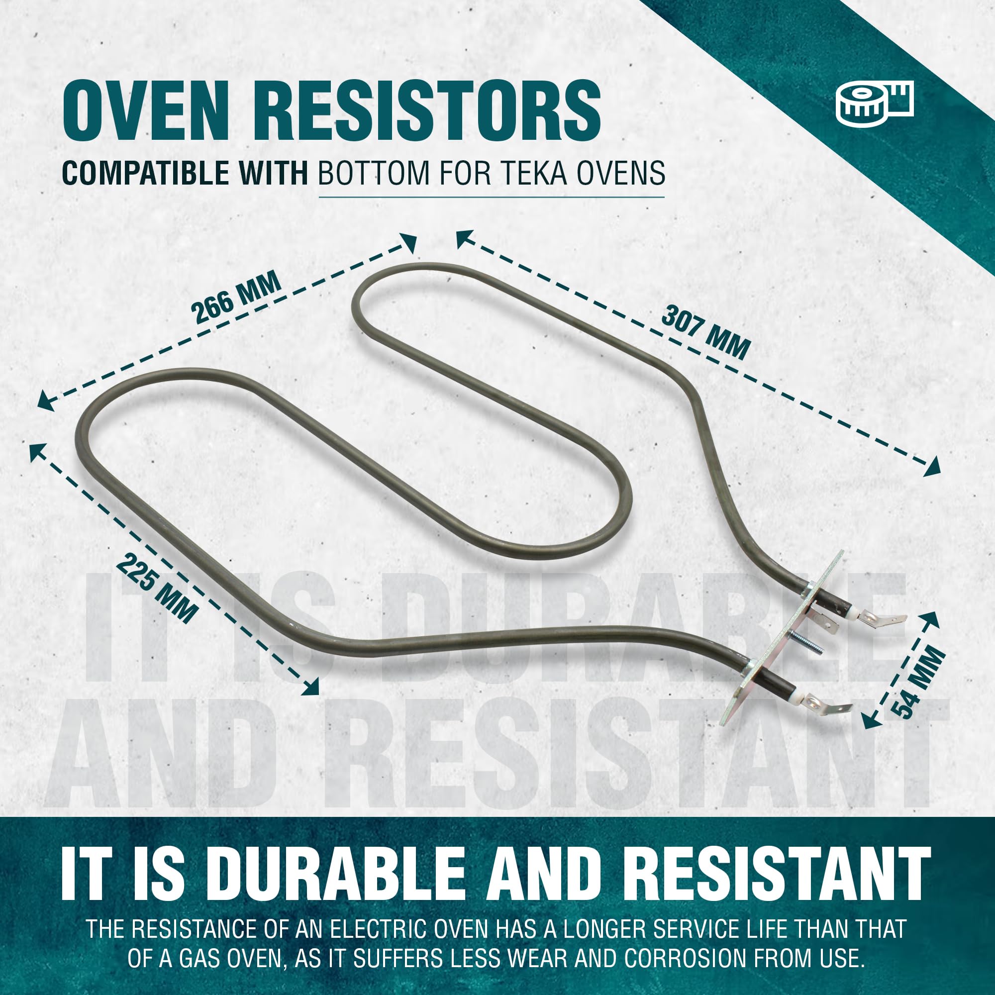 DOJA Barcelona | rezystor ogrzewania dolnego, kompatybilny z piekarnikiem Teka, 1 opakowanie, element grzejny do piekarnika H6049_A, 220 V-1500 W, 307 x 266 mm, akcesoria do piekarnika, blacha do