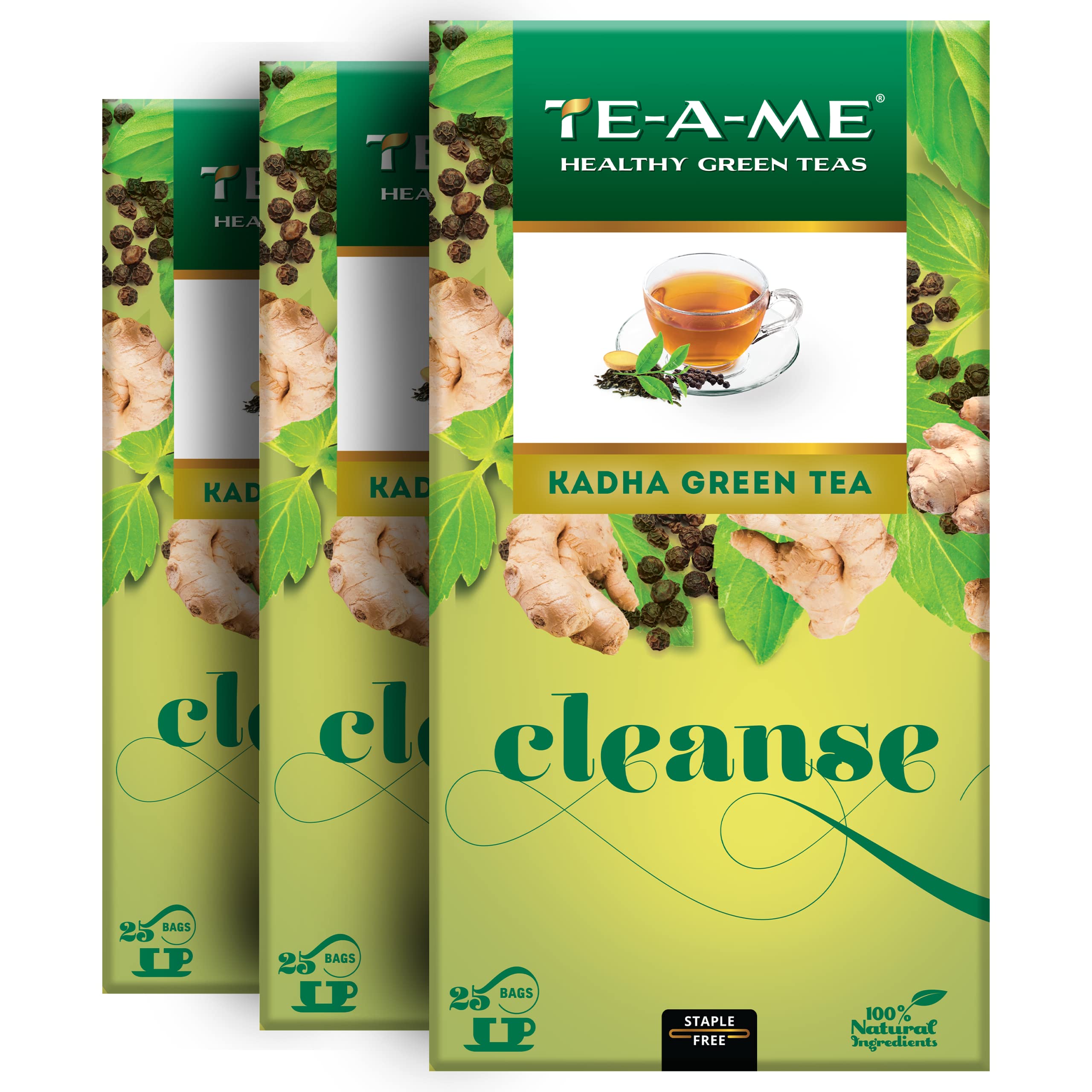 TE-A-ME Cleanse Kadha Healthy Green Tea, 25 Tea Bags (Pack of 3) | Diwali Gift