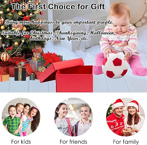 Miniatura 6 de zhidiloveyou Bola de fútbol de felpa de 9 pulgadas, almohada de fútbol de felpa regalo de fútbol para niños, rojo-blanco