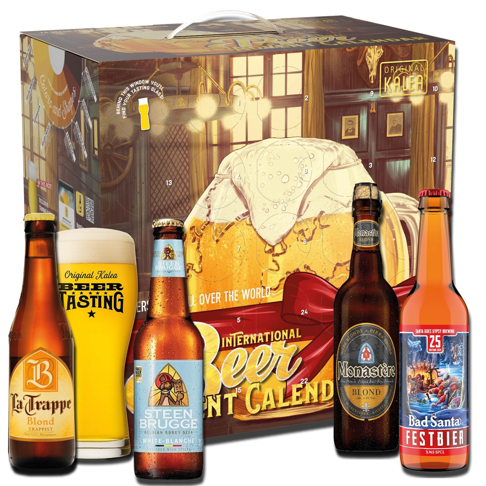 Kalea | Bieradventskalender 2025 | Edition International | inkl. Verkostungsglas | Biere aus 17 verschiedenen Ländern | Geschenk zur Vorweihnachtszeit für Bierliebhaber | Männer