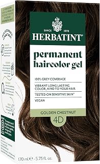 Herbatint Permanent Hair Dye For Women - 4D Golden Chestnut - For Up To 100% Gray Coverage of Resistant Gray Hair - Ammonia-Free, Alcohol-Free & Vegan - Salon Influenced Hair Color 5.75 fl oz